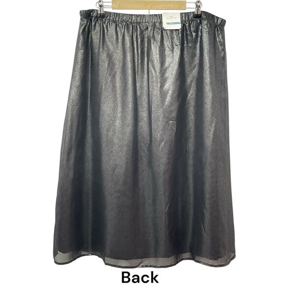 Old Navy Women’s XL Metallic Black A-Line Skirt Elastic Waist Midi Length NWT - Picture 3 of 8